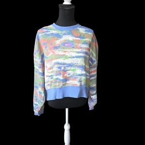 Nike Women's Pastel Patterned Cropped Sweatshirt Size S
